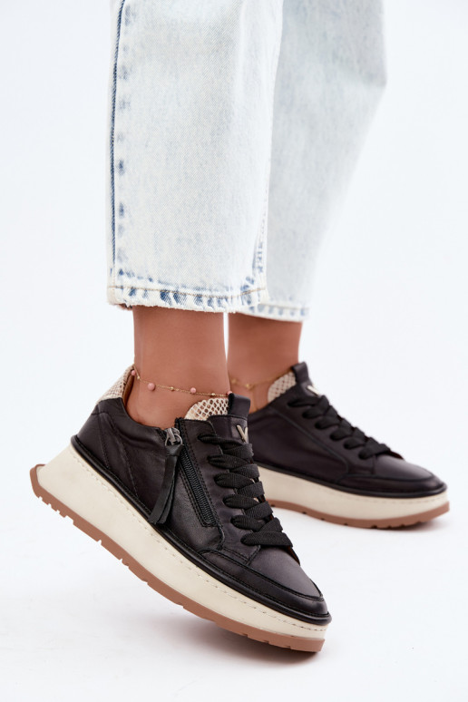Sneakers in pelle nere con plateau Artiker 55C0624