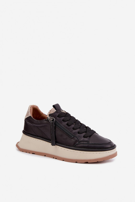 Sneakers in pelle nere con plateau Artiker 55C0624