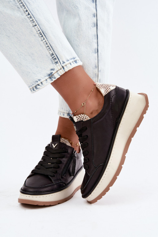 Sneakers in pelle nere con plateau Artiker 55C0624