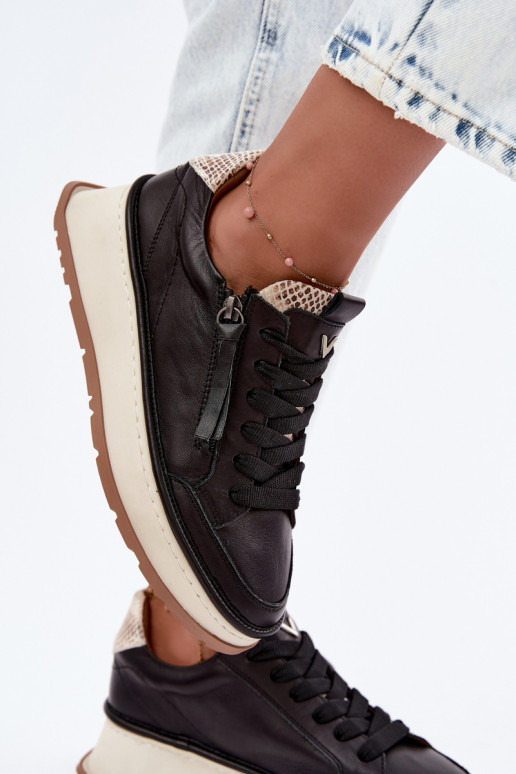 Sneakers in pelle nere con plateau Artiker 55C0624