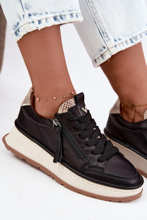 Sneakers in pelle nere con plateau Artiker 55C0624