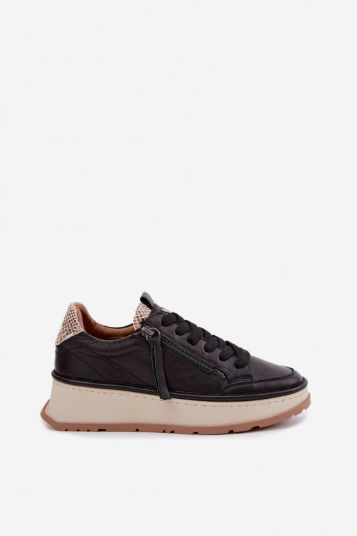 Sneakers in pelle nere con plateau Artiker 55C0624