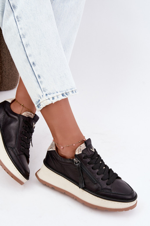 Sneakers in pelle nere con plateau Artiker 55C0624
