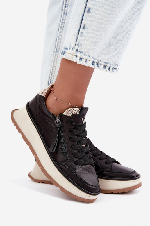 Sneakers in pelle nere con plateau Artiker 55C0624
