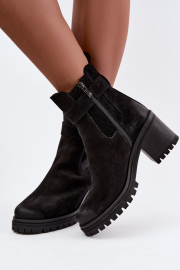 Scarpe da donna in faux suede con tacco Zazoo 60601 color nero 2