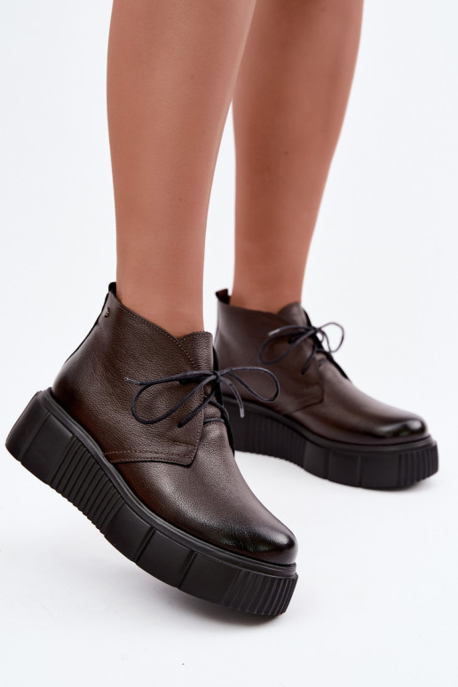 Scarpe da donna calde con plateau Zazoo 60588 color cioccolato