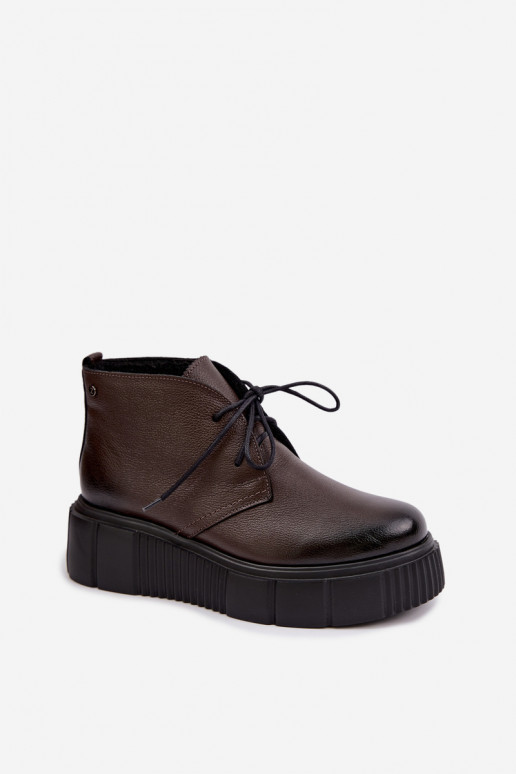 Scarpe da donna calde con plateau Zazoo 60588 color cioccolato