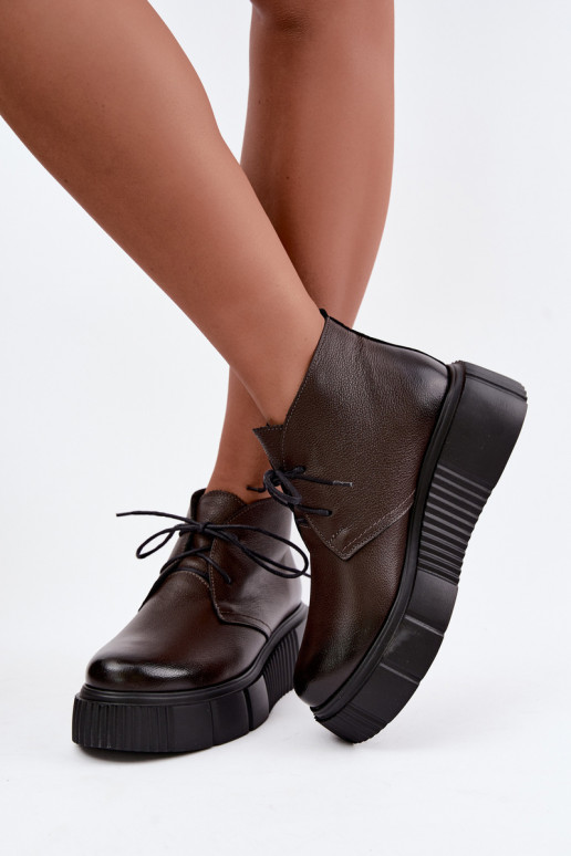 Scarpe da donna calde con plateau Zazoo 60588 color cioccolato
