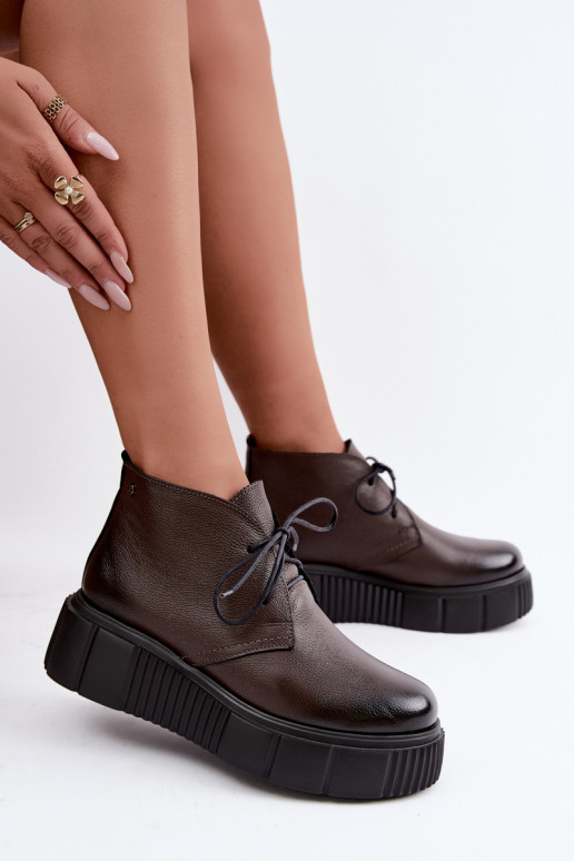 Scarpe da donna calde con plateau Zazoo 60588 color cioccolato
