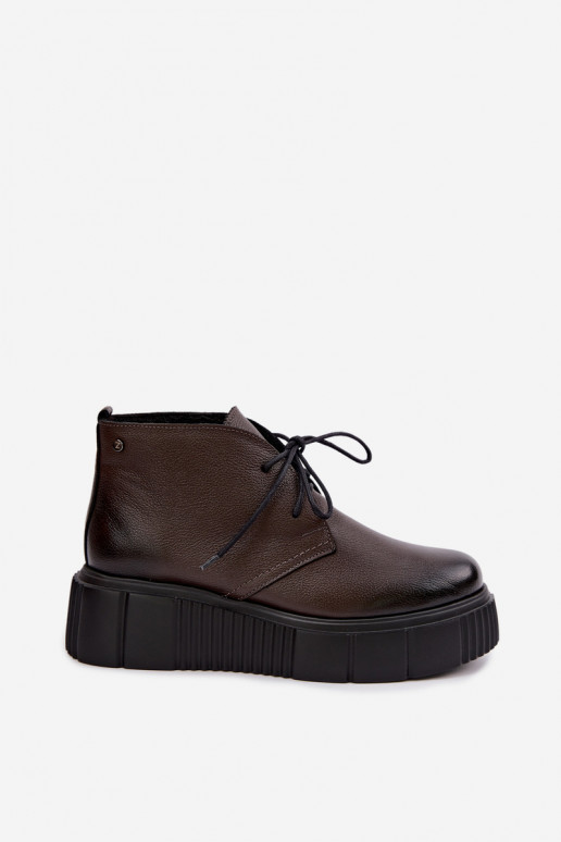 Scarpe da donna calde con plateau Zazoo 60588 color cioccolato