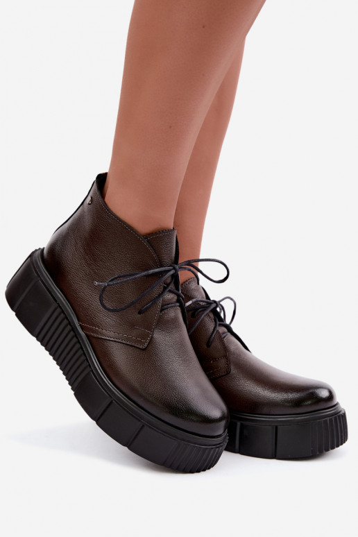 Scarpe da donna calde con plateau Zazoo 60588 color cioccolato