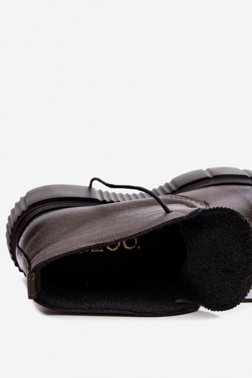 Scarpe da donna calde con plateau Zazoo 60588 color cioccolato