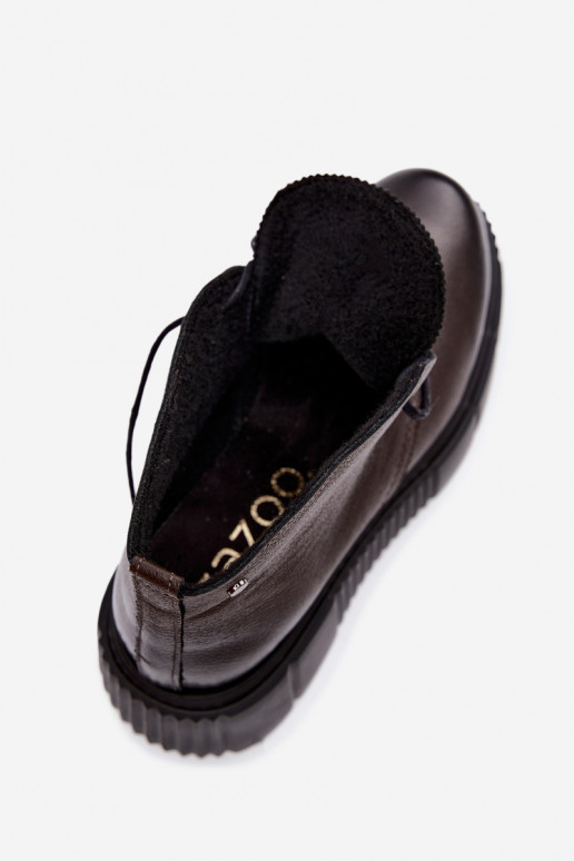 Scarpe da donna calde con plateau Zazoo 60588 color cioccolato