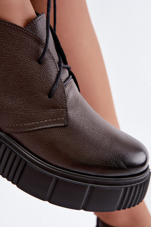 Scarpe da donna calde con plateau Zazoo 60588 color cioccolato
