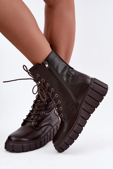 Stivaletti in pelle caldi con platform T.Sokolski AN Z26-160 in colore cioccolato 2