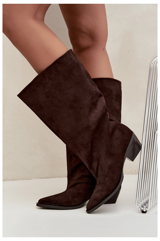 Stivaletti con tacco in suede sintetico marrone Casella