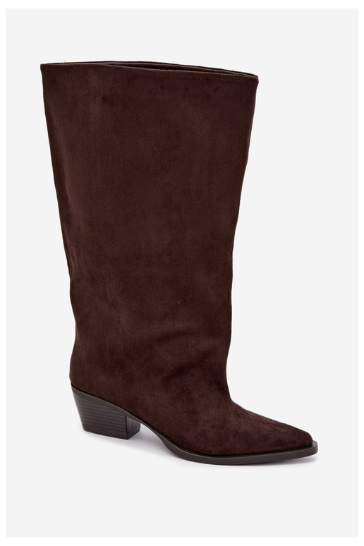 Stivaletti con tacco in suede sintetico marrone Casella