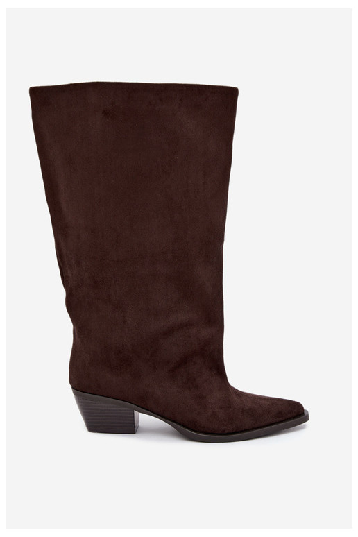 Stivaletti con tacco in suede sintetico marrone Casella