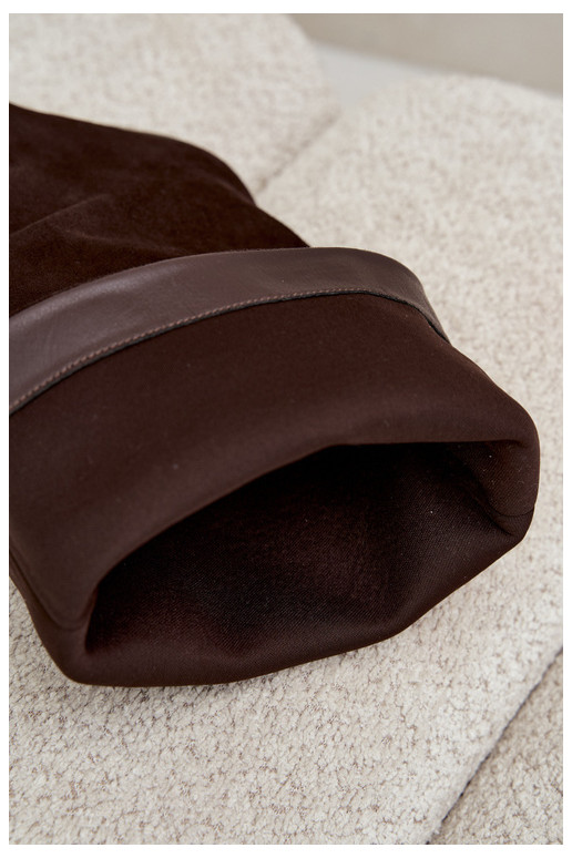 Stivaletti con tacco in suede sintetico marrone Casella