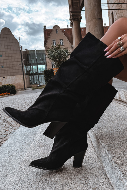 stivali alti slip-on con tacco neri Jensy