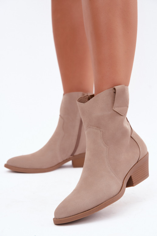 Stivali in finta suede in stile cowboy con tacco color sabbia Daliae