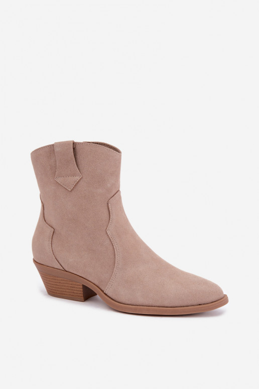 Stivali in finta suede in stile cowboy con tacco color sabbia Daliae