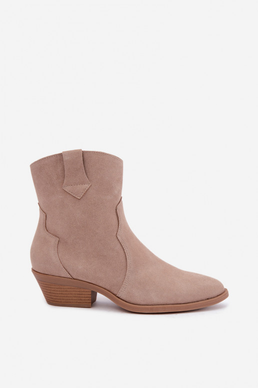 Stivali in finta suede in stile cowboy con tacco color sabbia Daliae
