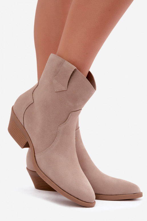 Stivali in finta suede in stile cowboy con tacco color sabbia Daliae