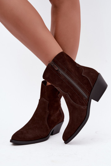 Stivali in finta suede in stile cowboy con tacco color marrone Daliae 2