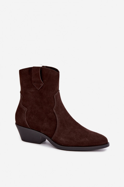 Stivali in finta suede in stile cowboy con tacco color marrone Daliae