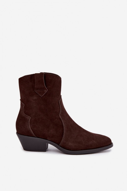 Stivali in finta suede in stile cowboy con tacco color marrone Daliae