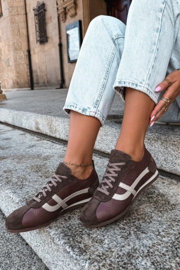 Sneakers in ecopelle scamosciata color cioccolato Zazoo N1402S2