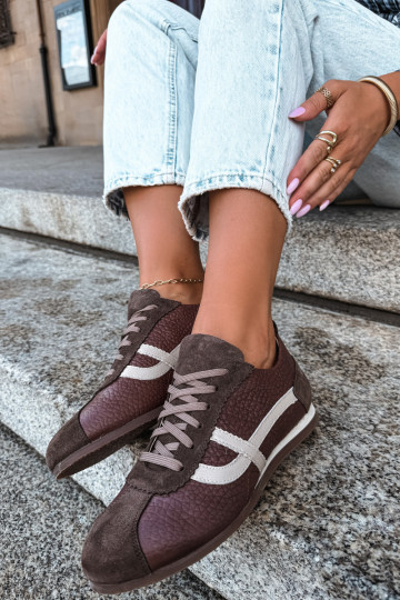 Sneakers in ecopelle scamosciata color cioccolato Zazoo N1402S2 2