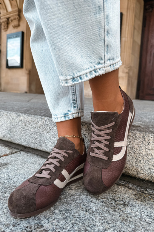 Sneakers in ecopelle scamosciata color cioccolato Zazoo N1402S2