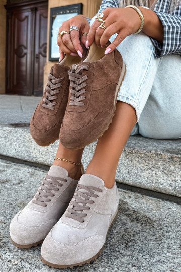 Sneakers Barefoot in ecopelle scamosciata marrone Zazoo N1422 2