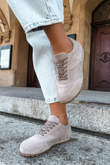 Sneakers Barefoot in ecopelle scamosciata color sabbia Zazoo N1422