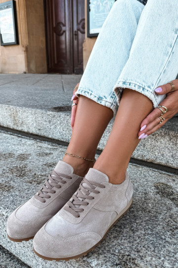 Sneakers Barefoot in ecopelle scamosciata color sabbia Zazoo N1422 2