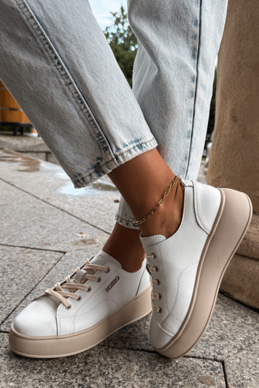 Sneakers in ecopelle con piattaforma Kobbo in bianco