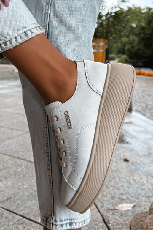 Sneakers in ecopelle con piattaforma Kobbo in bianco