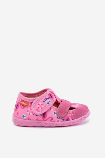 Pantofole per bambini Milami con chiusure adesive e fenicotteri rosa Reathiana 2