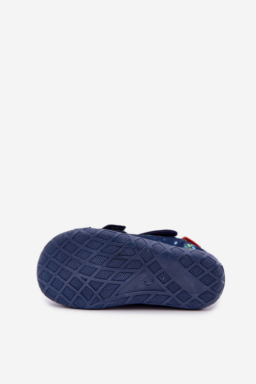 Pantofole per bambini Milami con chiusure adesive e razzi in blu scuro Reathiana