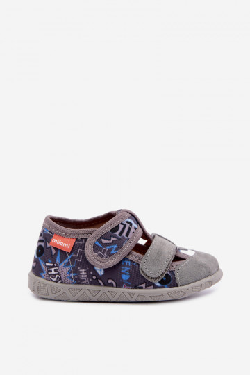 Pantofole per bambini Milami con chiusure adesive in grigio Reathiana 2