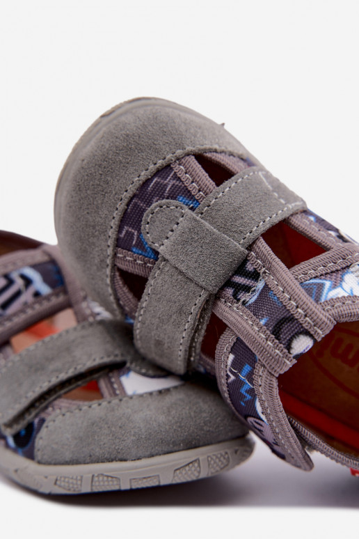 Pantofole per bambini Milami con chiusure adesive in grigio Reathiana