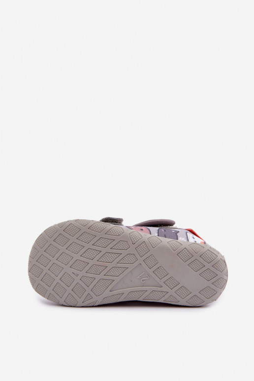 Pantofole per bambini Milami con chiusure adesive e gatti in grigio Reathiana