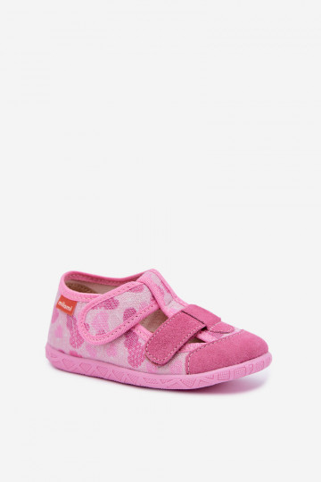 Pantofole per bambini Milami con chiusure adesive e cuori glitterati in rosa Reathiana