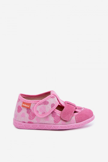 Pantofole per bambini Milami con chiusure adesive e cuori glitterati in rosa Reathiana 2
