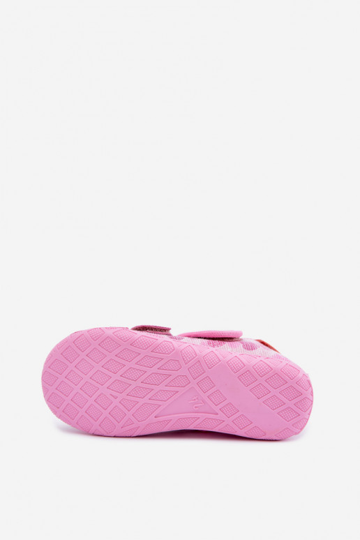 Pantofole per bambini Milami con chiusure adesive e cuori glitterati in rosa Reathiana