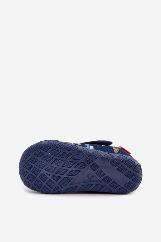 Pantofole per bambini Milami con chiusure adesive in blu scuro Jasimrra