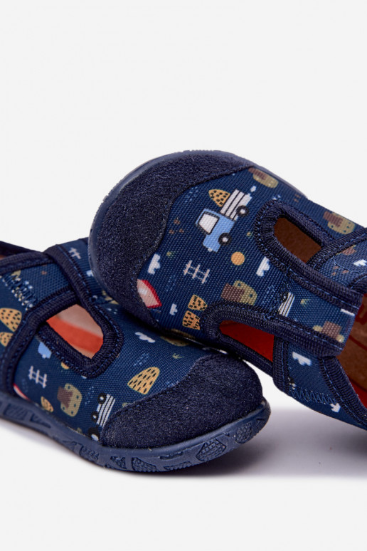Pantofole per bambini Milami con chiusure adesive in blu scuro Jasimrra