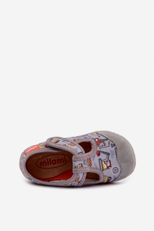 Pantofole per bambini Milami con chiusure adesive in grigio Jasimrra